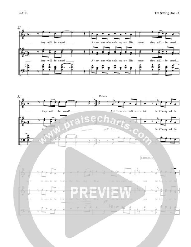 The Saving One Piano/Vocal (SATB) (Charles Billingsley / Red Tie Music)