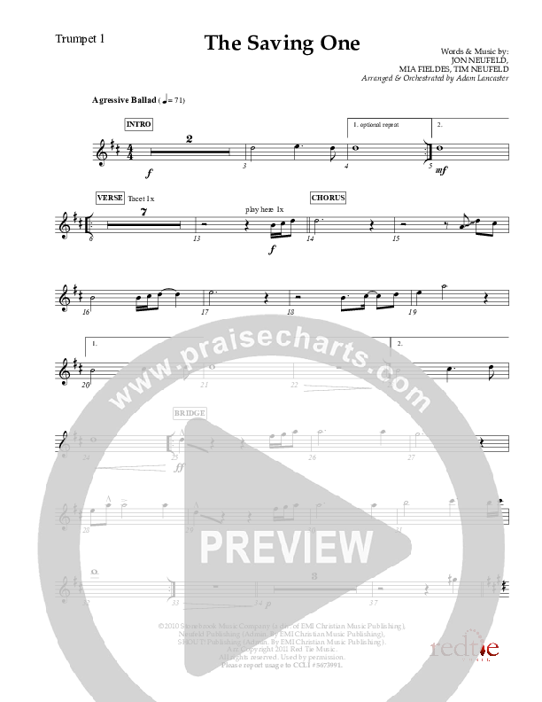 The Saving One Trumpet 1 (Charles Billingsley / Red Tie Music)
