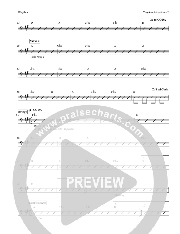 You Are Salvation Rhythm Chart (Exodus)