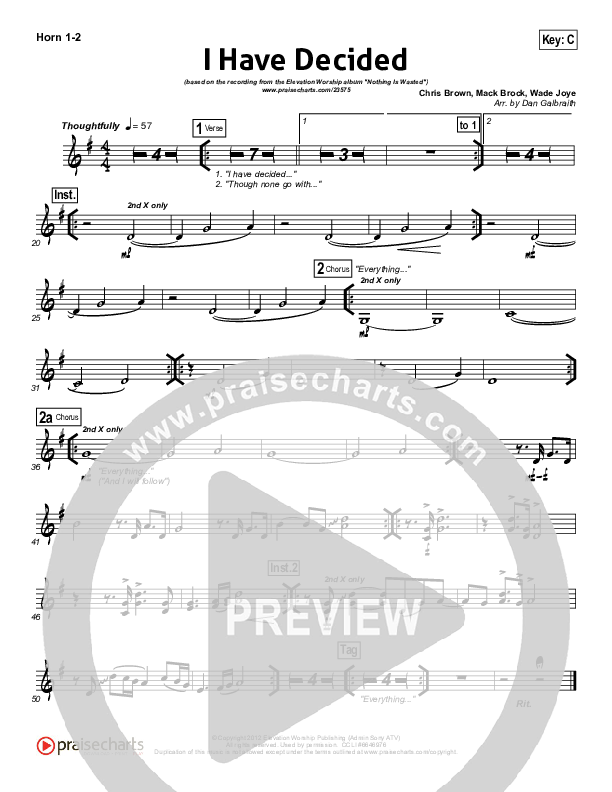 I Have Decided Brass Pack (Elevation Worship)