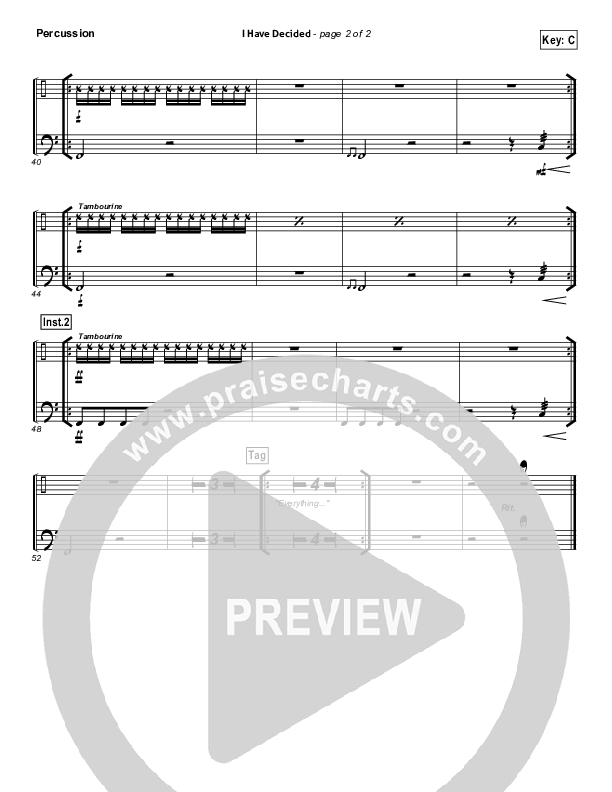 I Have Decided Percussion (Elevation Worship)