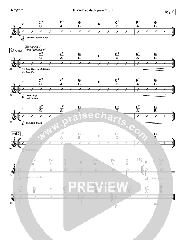 I Have Decided Rhythm Chart (Elevation Worship)