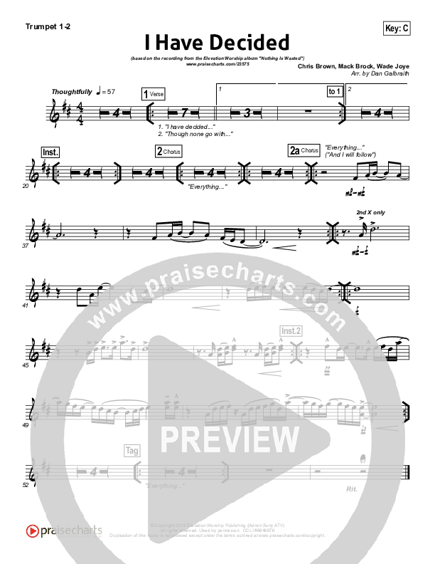 I Have Decided Brass Pack (Elevation Worship)