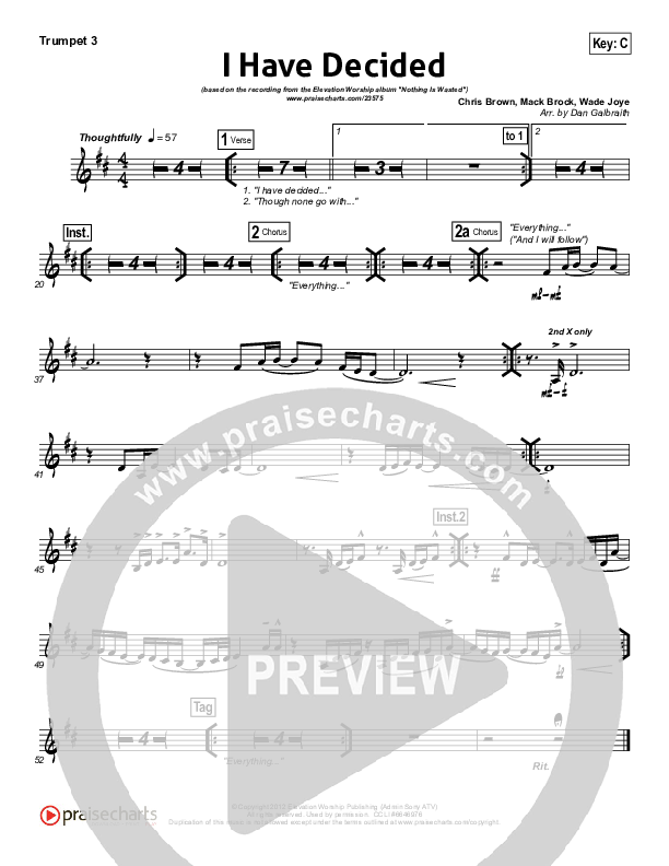 I Have Decided Trumpet 3 (Elevation Worship)