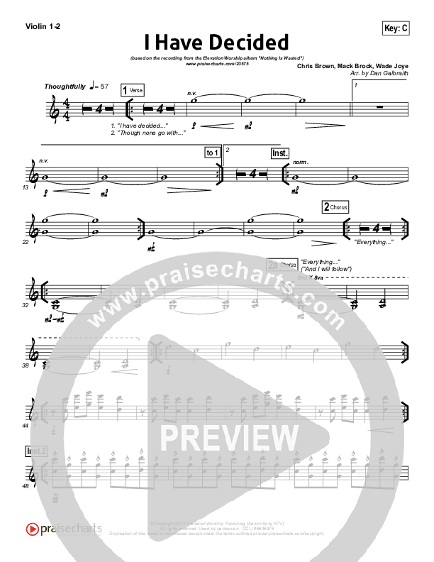 I Have Decided Violin 1/2 (Elevation Worship)