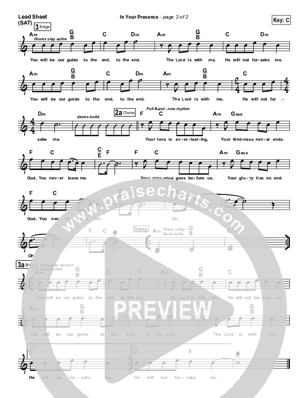 In Your Presence Lead Sheet (SAT) (Elevation Worship)
