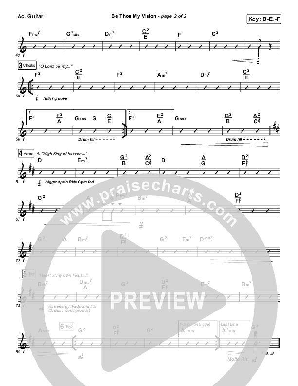 Be Thou My Vision Acoustic Guitar (PraiseCharts Band / Arr. John Wasson)