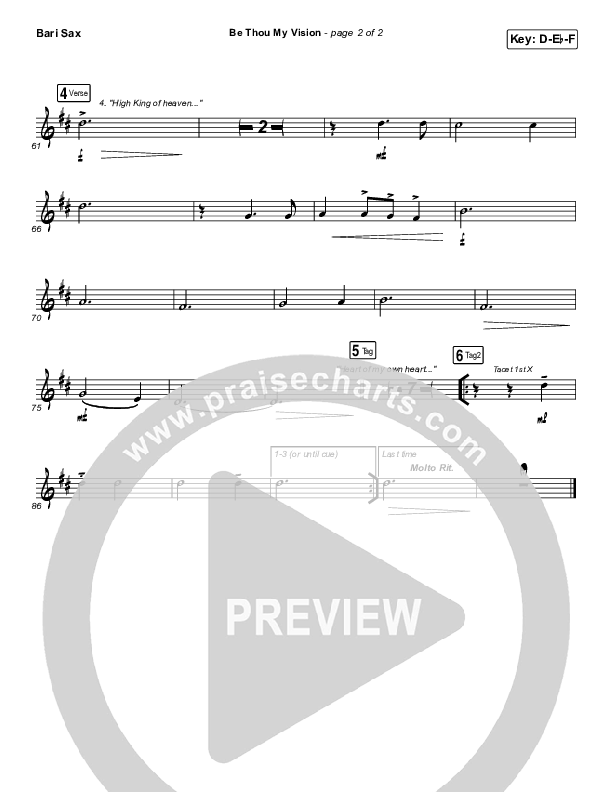 Be Thou My Vision Bari Sax (PraiseCharts Band / Arr. John Wasson)