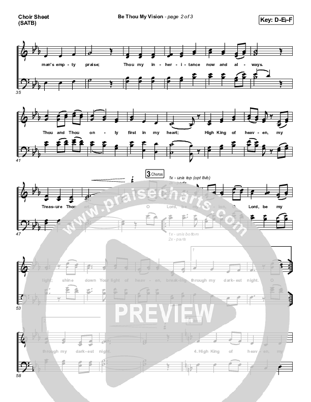 Be Thou My Vision Choir Vocals (SATB) (PraiseCharts Band / Arr. John Wasson)