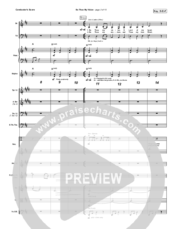 Be Thou My Vision Conductor's Score (PraiseCharts Band / Arr. John Wasson)