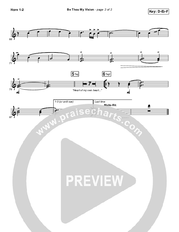 Be Thou My Vision French Horn 1/2 (PraiseCharts Band / Arr. John Wasson)
