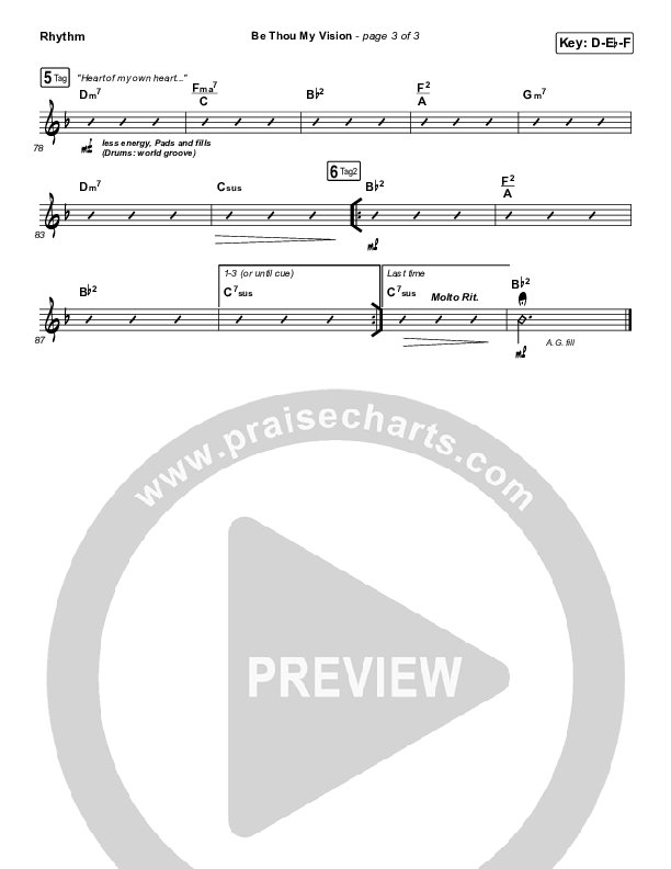 Be Thou My Vision Rhythm Chart (PraiseCharts Band / Arr. John Wasson)