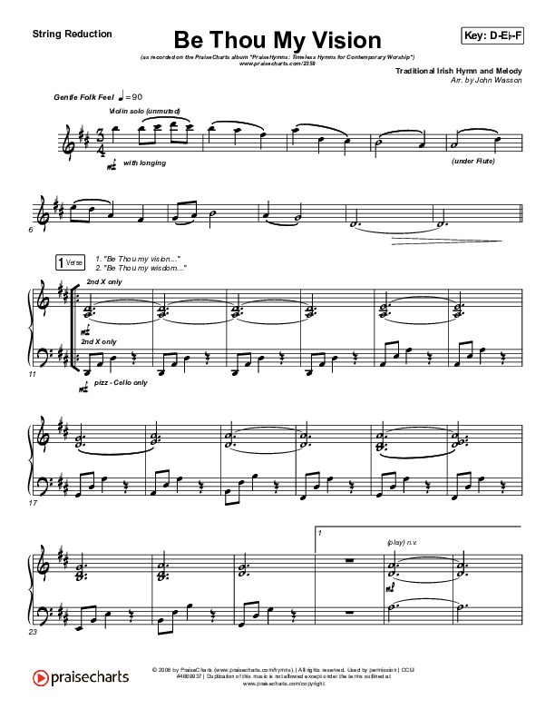 Be Thou My Vision String Pack (PraiseCharts Band / Arr. John Wasson)