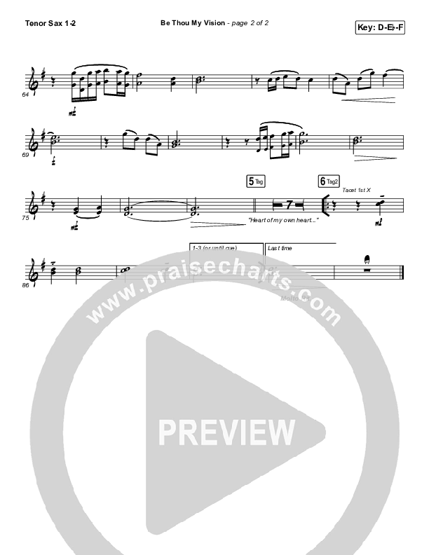 Be Thou My Vision Tenor Sax 1/2 (PraiseCharts Band / Arr. John Wasson)