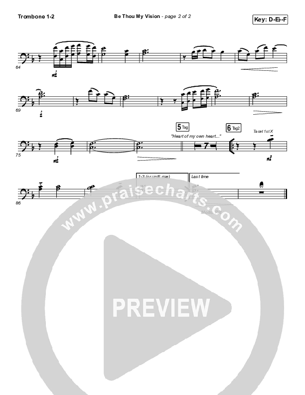 Be Thou My Vision Trombone 1/2 (PraiseCharts Band / Arr. John Wasson)