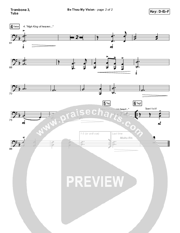 Be Thou My Vision Trombone 3/Tuba (PraiseCharts Band / Arr. John Wasson)