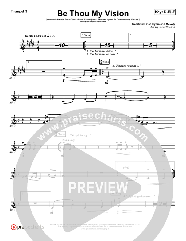 Be Thou My Vision Trumpet 3 (PraiseCharts Band / Arr. John Wasson)
