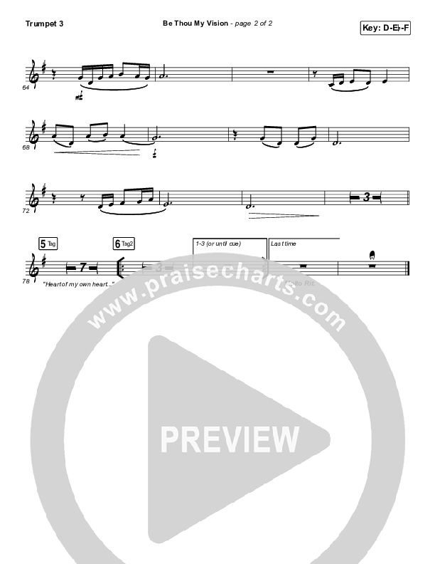 Be Thou My Vision Trumpet 3 (PraiseCharts Band / Arr. John Wasson)
