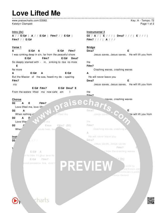 Love Lifted Me Chords & Lyrics (Katelyn Clampett)