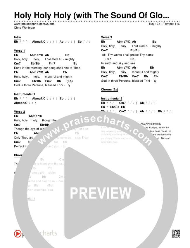 Holy Holy Holy (with The Sound Of Glory) Chords & Lyrics (Chris Weninegar)
