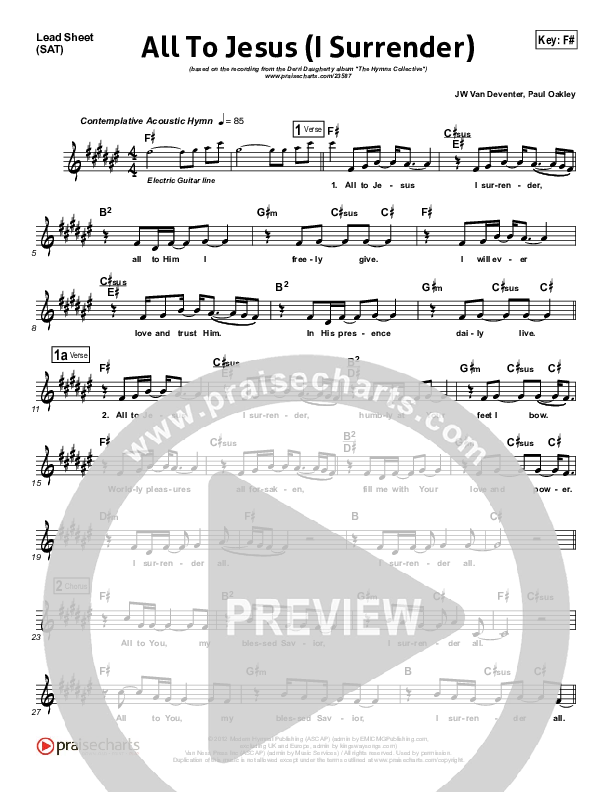 All To Jesus Lead Sheet (Derri Daugherty)