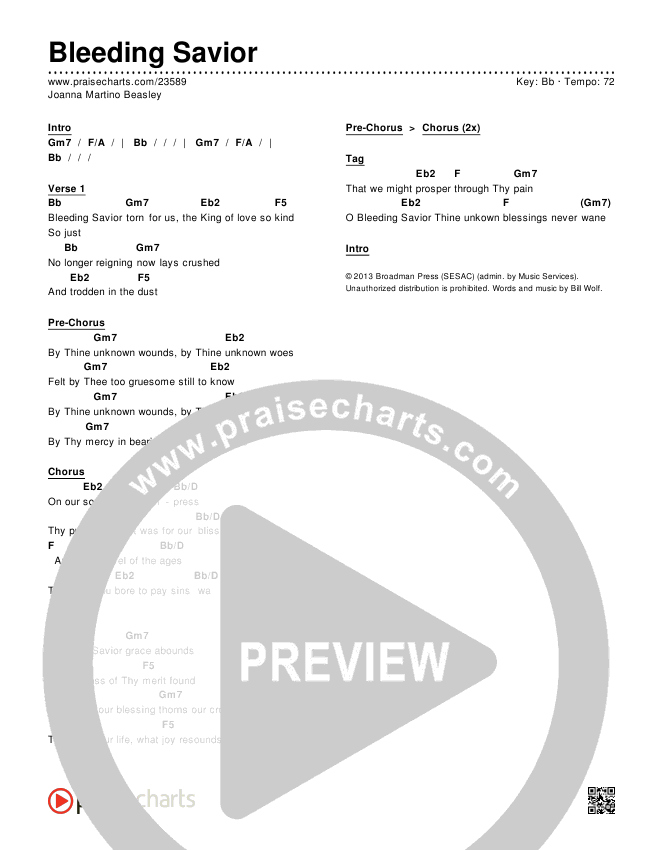 Bleeding Savior Chords & Lyrics (Joanna Beasley)