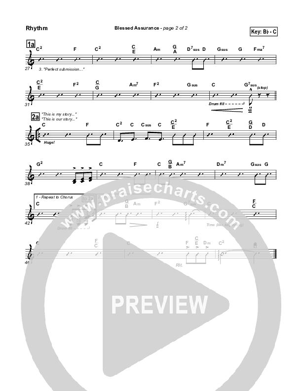 Blessed Assurance Rhythm Chart (PraiseCharts Band)