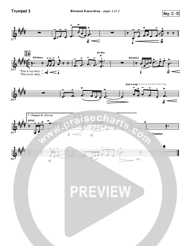 Blessed Assurance Trumpet 3 (PraiseCharts Band)