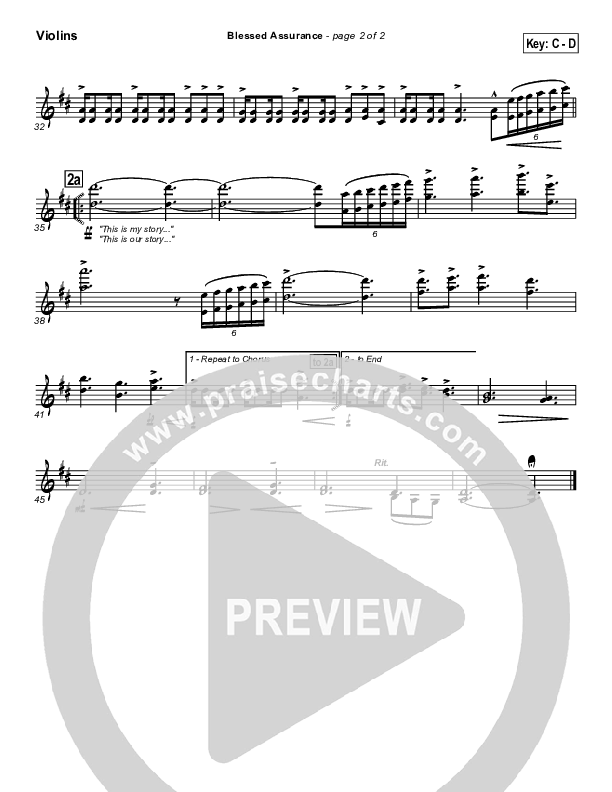 Blessed Assurance Violins (PraiseCharts Band)