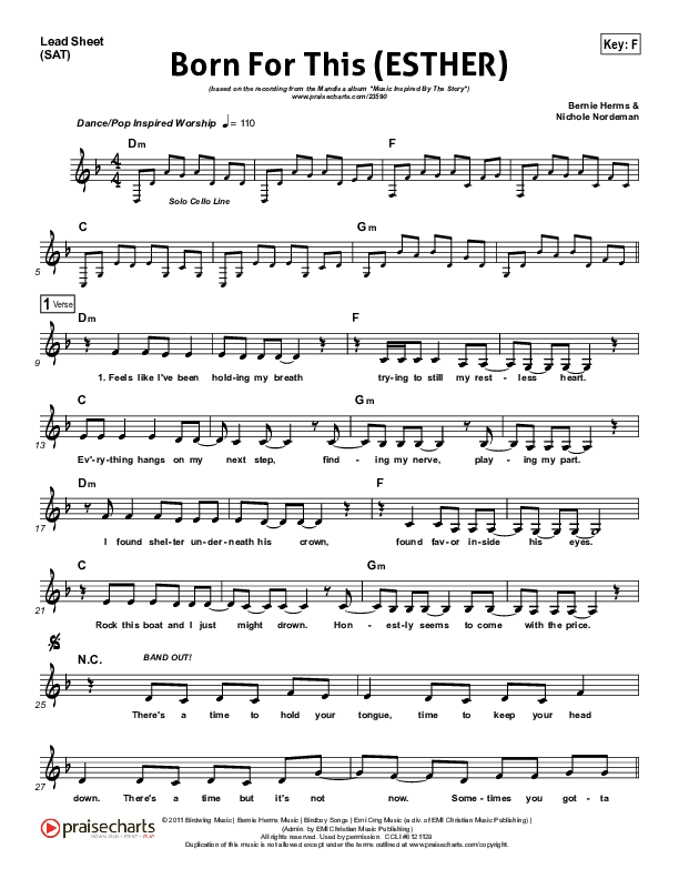 Born For This (Esther) Lead (SAT) (Mandisa)