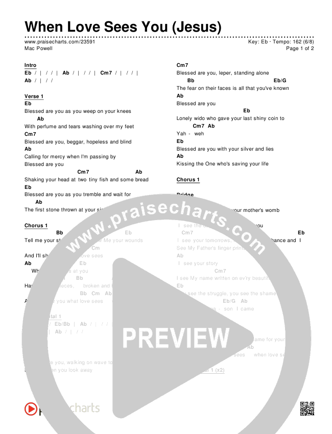 When Love Sees You (Jesus) Chords & Lyrics (Mac Powell)