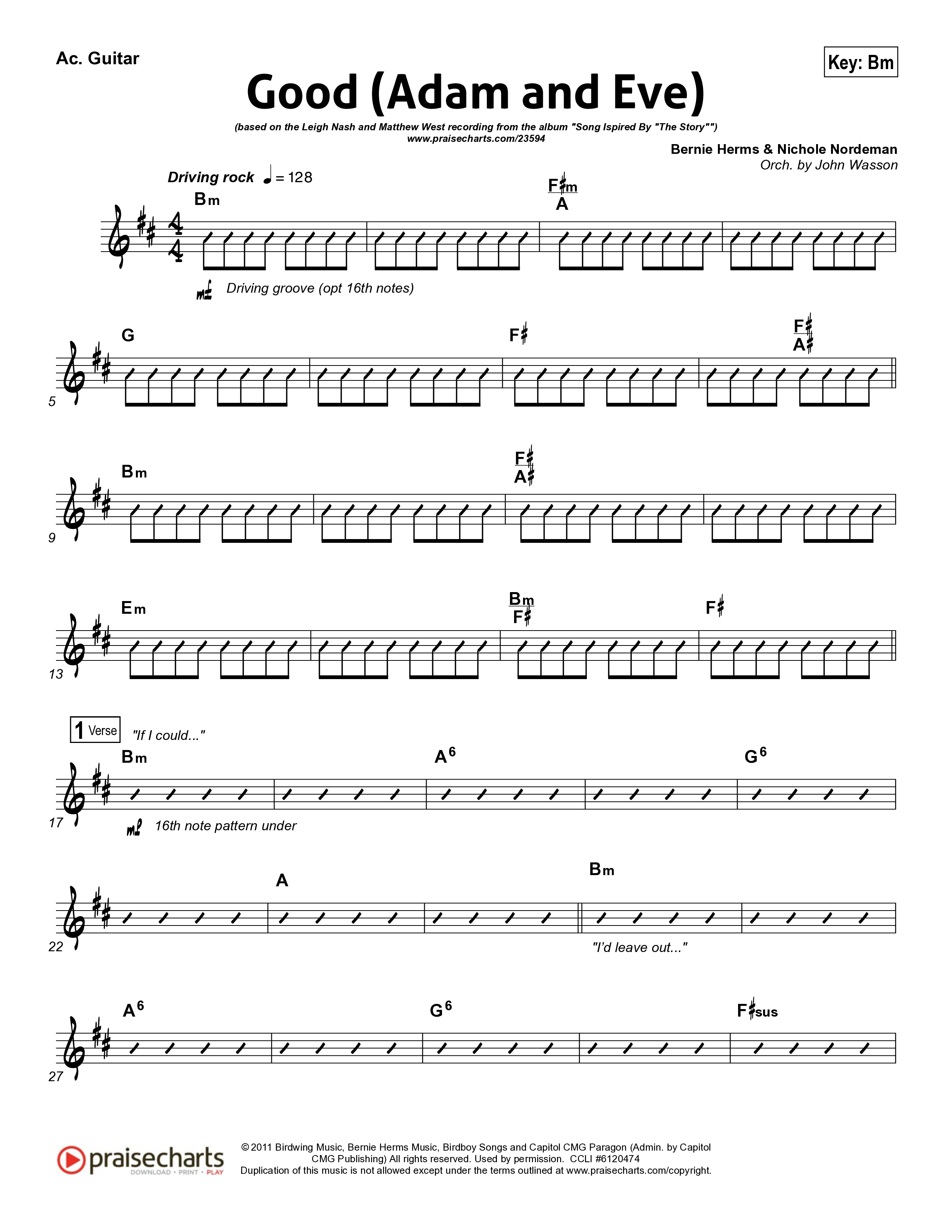 Good (Adam And Eve) Acoustic Guitar (Matthew West / Leigh Nash)