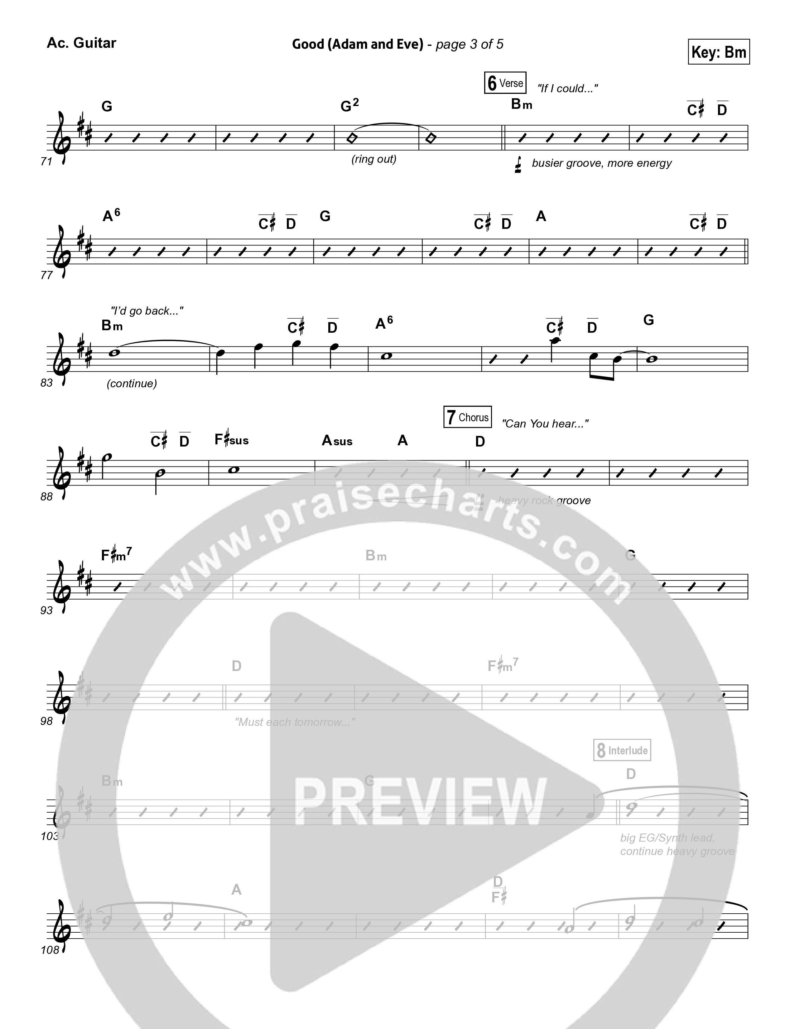 Good (Adam And Eve) Acoustic Guitar (Matthew West / Leigh Nash)