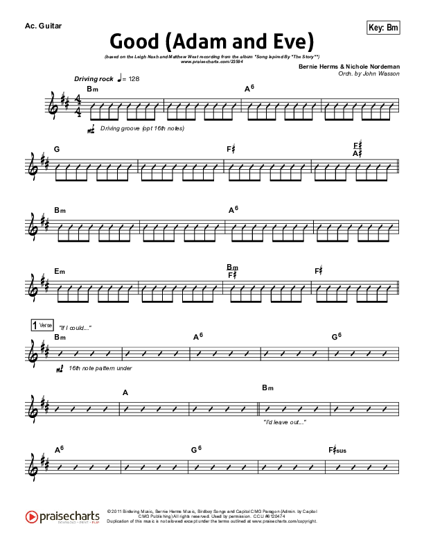 Good (Adam And Eve) Acoustic Guitar (Matthew West / Leigh Nash)