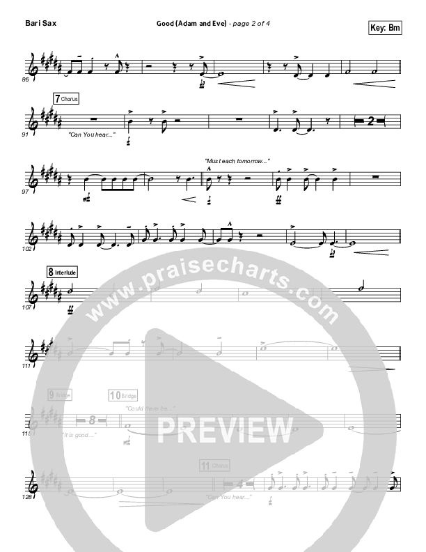 Good (Adam And Eve) Bari Sax (Matthew West / Leigh Nash)