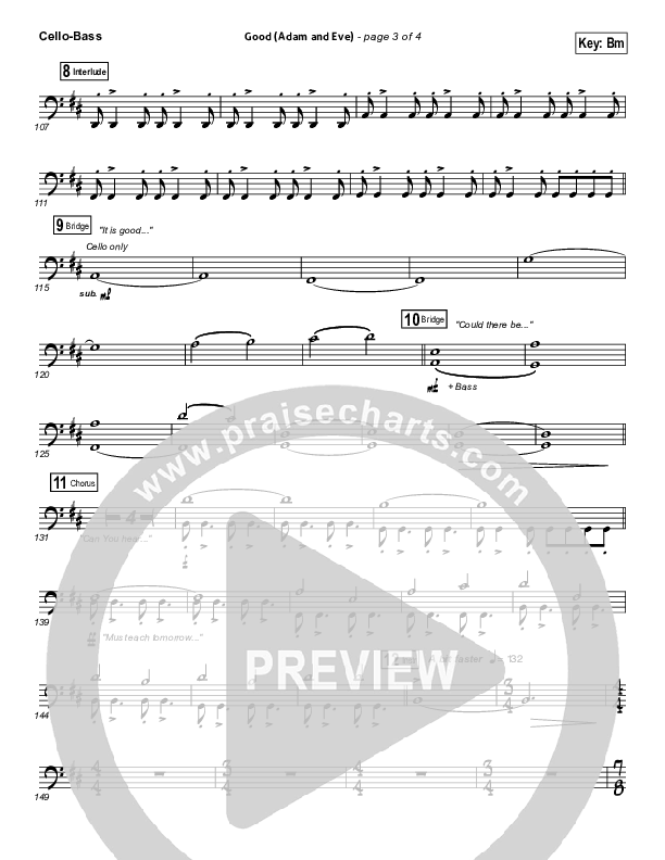Good (Adam And Eve) Cello/Bass (Matthew West / Leigh Nash)