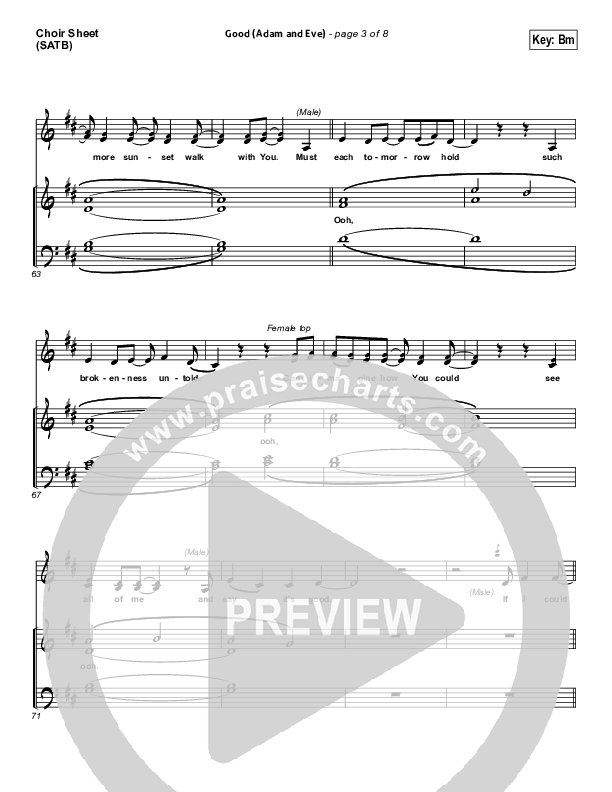 Good (Adam And Eve) Choir Sheet (SATB) (Matthew West / Leigh Nash)