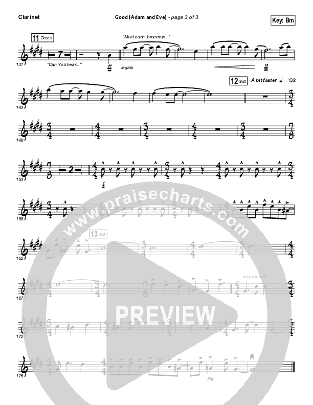 Good (Adam And Eve) Clarinet (Matthew West / Leigh Nash)