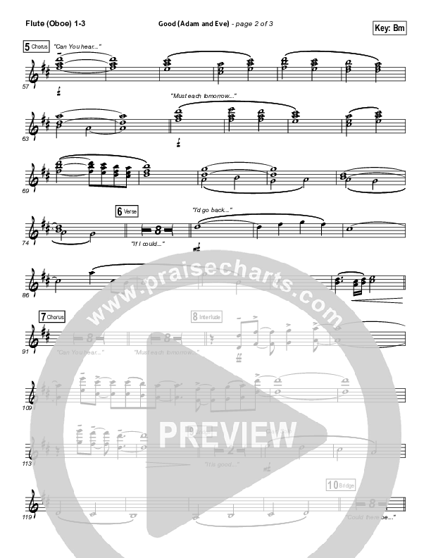 Good (Adam And Eve) Flute/Oboe 1/2/3 (Matthew West / Leigh Nash)