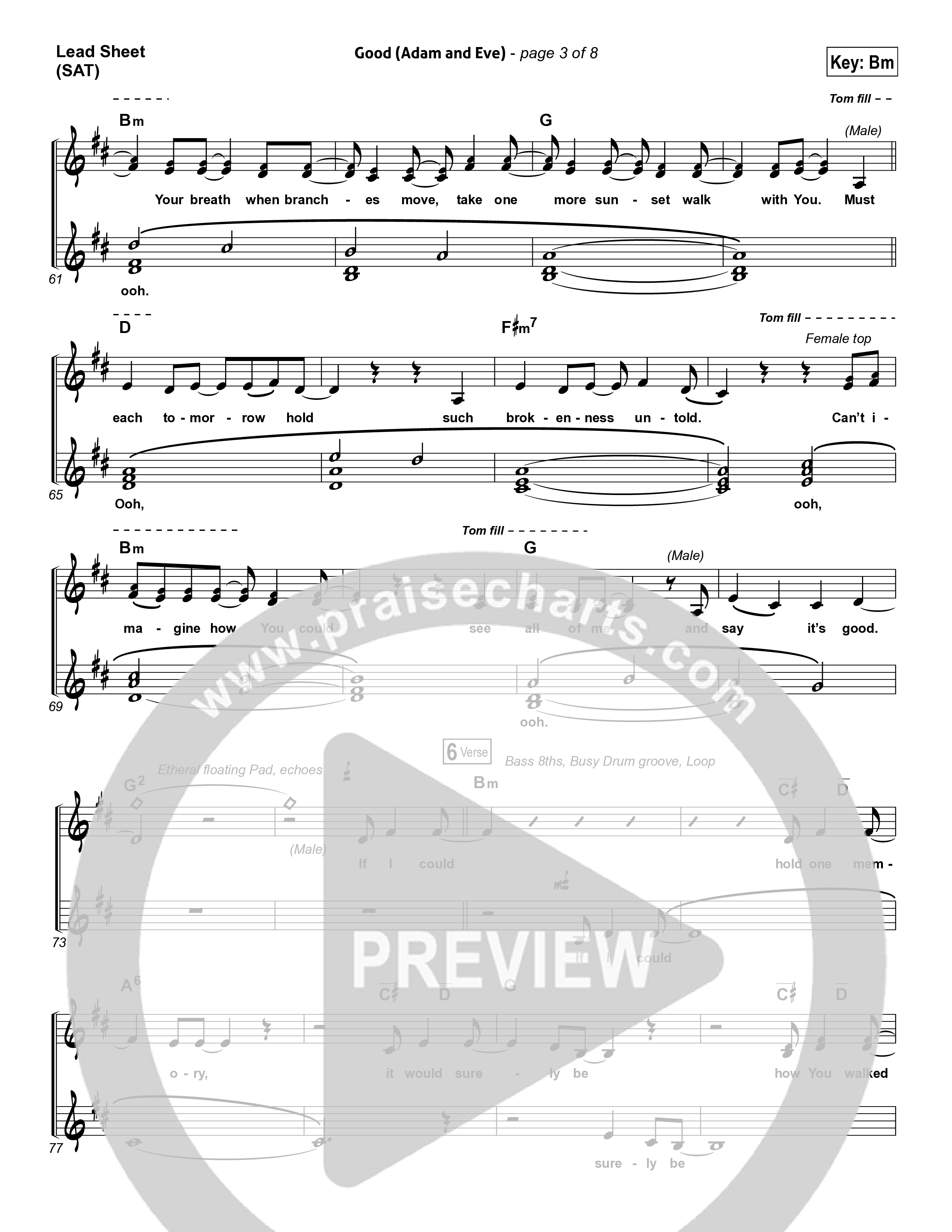 Good (Adam And Eve) Lead Sheet (SAT) (Matthew West / Leigh Nash)