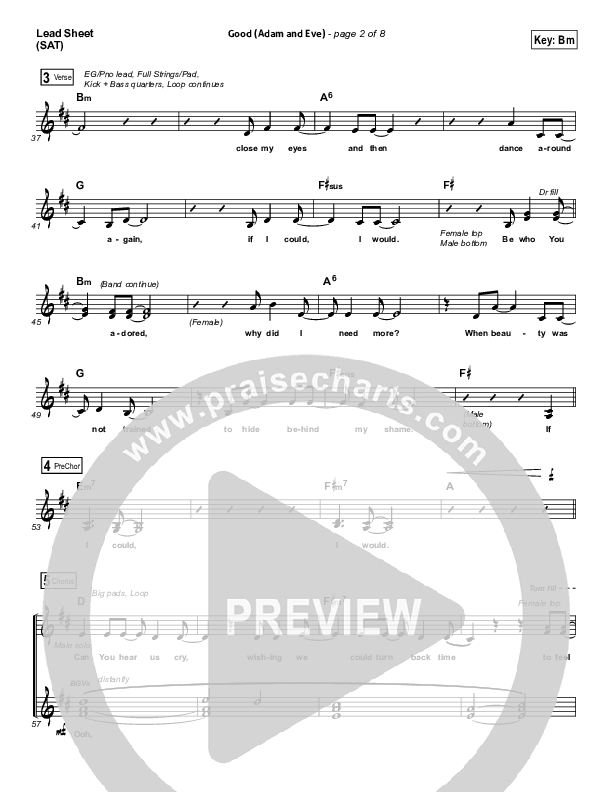 Good (Adam And Eve) Lead Sheet (SAT) (Matthew West / Leigh Nash)