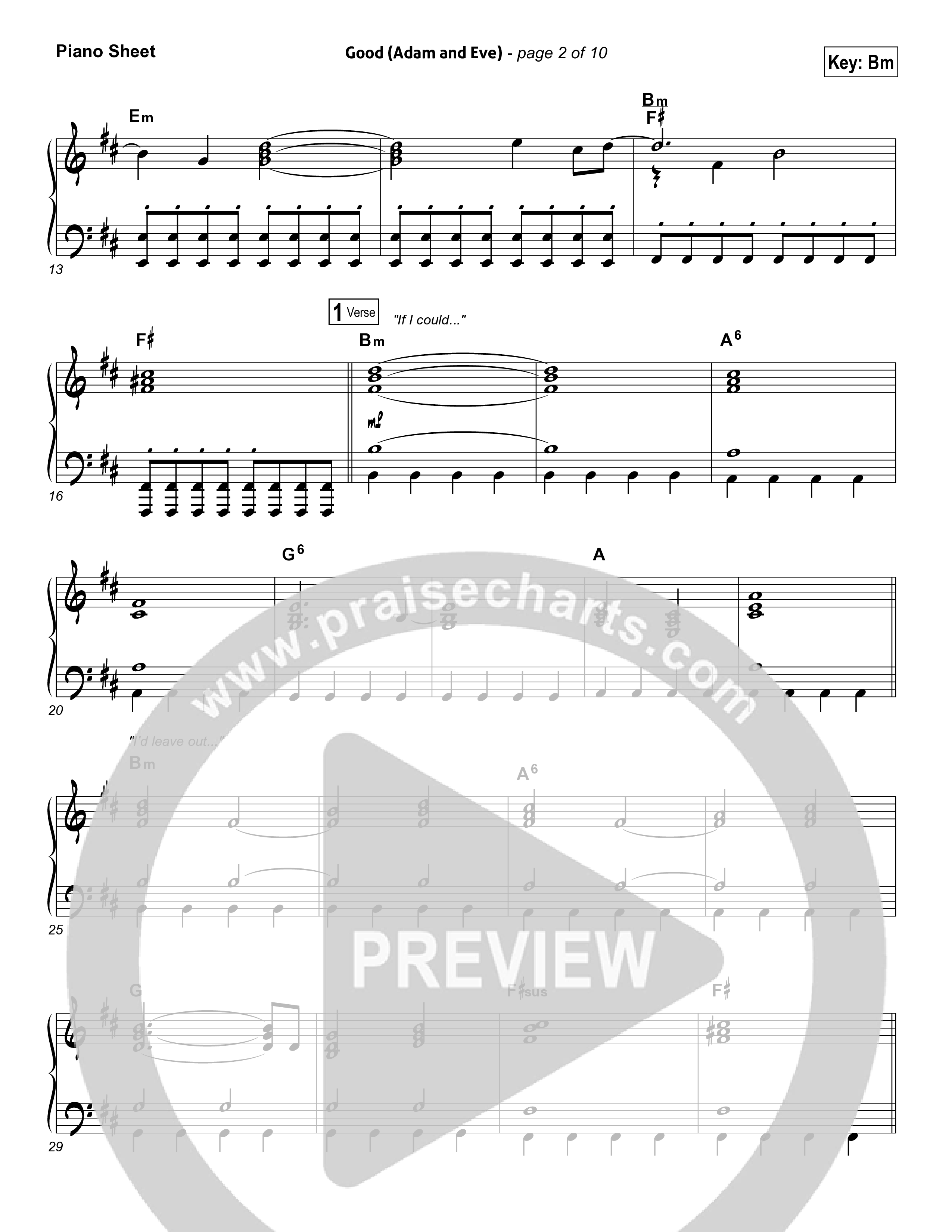 Good (Adam And Eve) Piano Sheet (Matthew West / Leigh Nash)