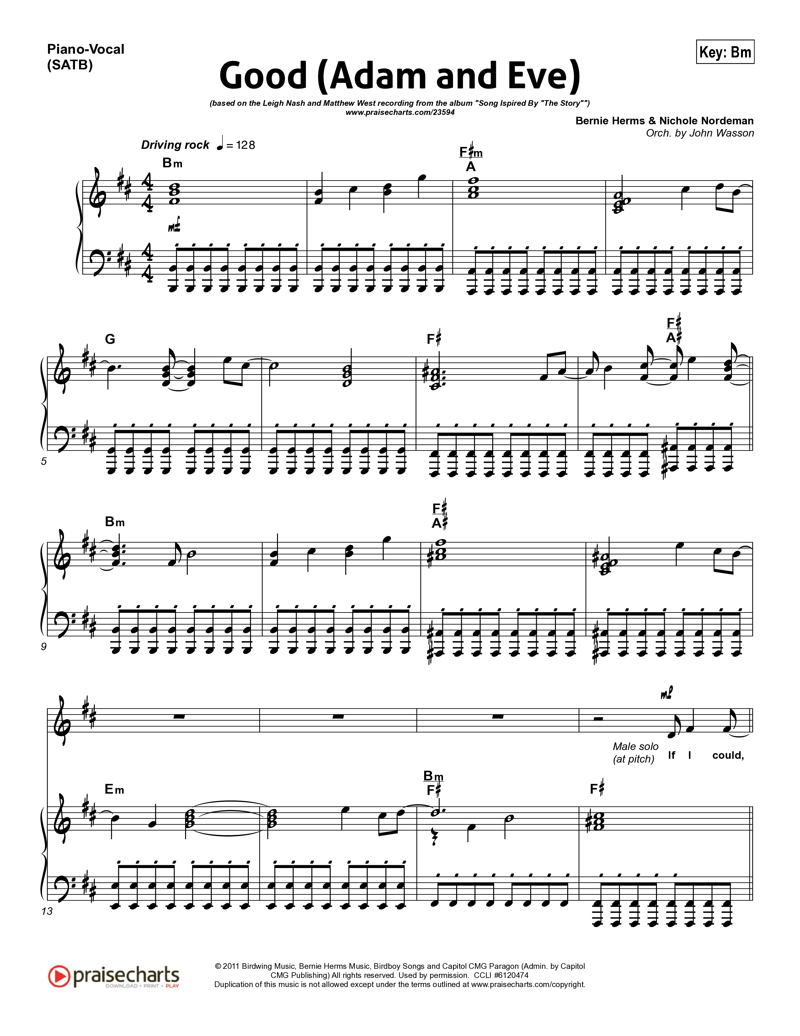 Good (Adam And Eve) Piano/Vocal Pack (Matthew West / Leigh Nash)