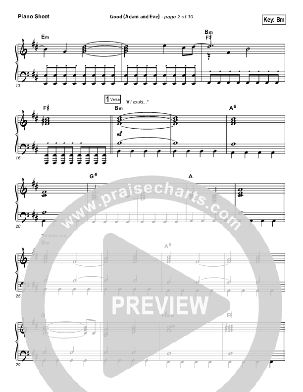 Good (Adam And Eve) Piano Sheet (Matthew West / Leigh Nash)