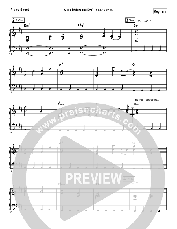 Good (Adam And Eve) Piano Sheet (Matthew West / Leigh Nash)