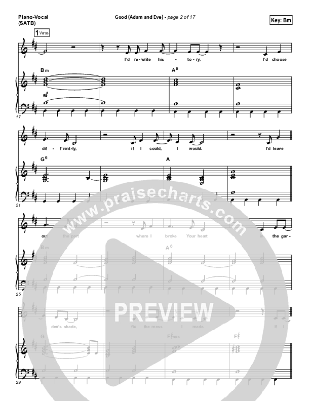 Good (Adam And Eve) Piano/Vocal Pack (Matthew West / Leigh Nash)