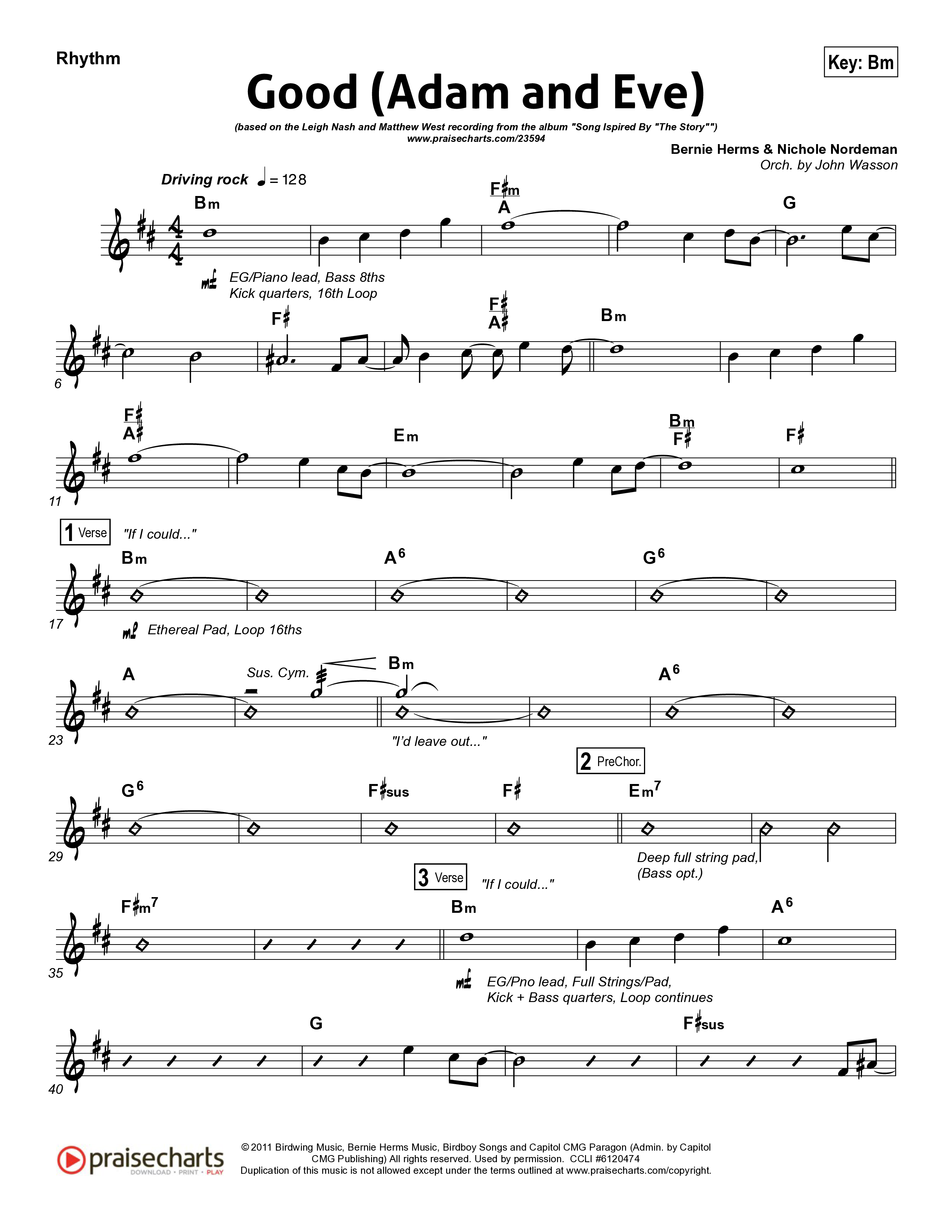 Good (Adam And Eve) Rhythm Chart (Matthew West / Leigh Nash)