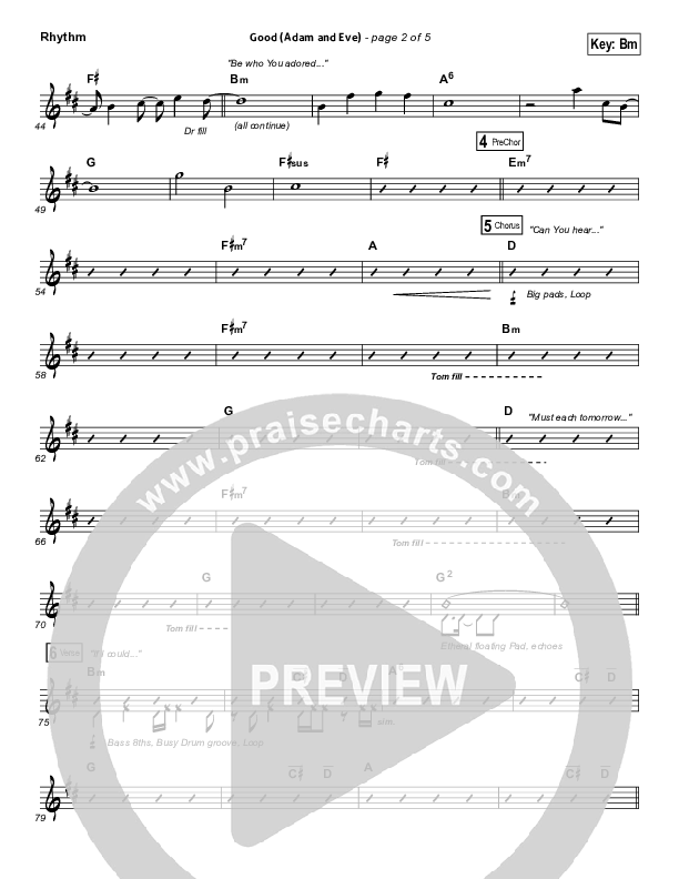 Good (Adam And Eve) Rhythm Chart (Matthew West / Leigh Nash)