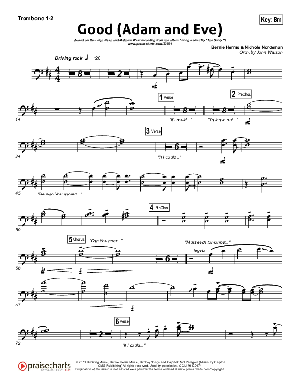 Good (Adam And Eve) Trombone 1/2 (Matthew West / Leigh Nash)