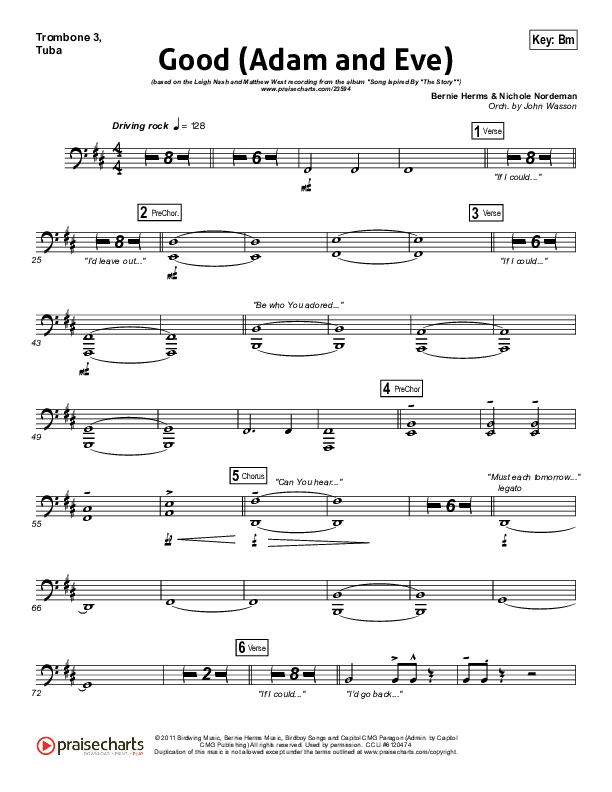 Good (Adam And Eve) Trombone 3/Tuba (Matthew West / Leigh Nash)
